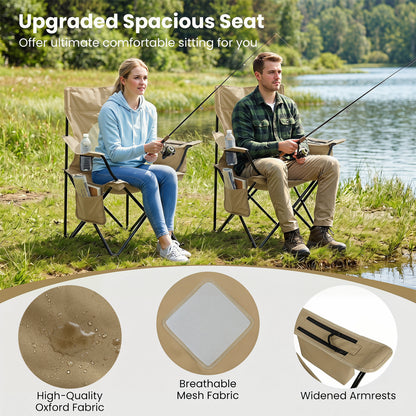 Folding Camping Chair With Mesh Backrest, Green