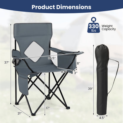 Folding Camping Chair with Mesh Back, Gray