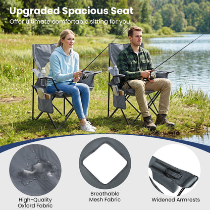 Folding Camping Chair with Mesh Back, Gray