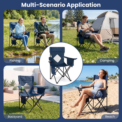 Folding Camping Chair, Mesh Backrest, Metal Frame, Bag, Blue Camping Furniture at Gallery Canada