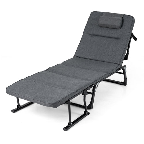 Folding Camping Cot With Mattress, 3 In 1 Convertible Sofa Sleeper, Gray
