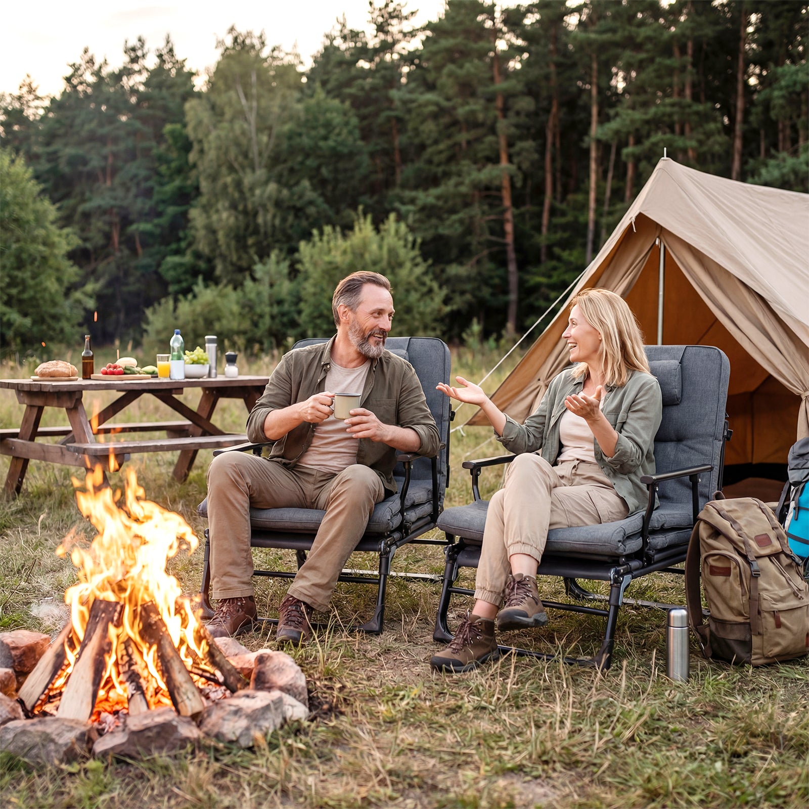 Folding Camping Cot With Mattress, 3 In 1 Convertible Sofa Sleeper, Gray Camping Furniture at Gallery Canada