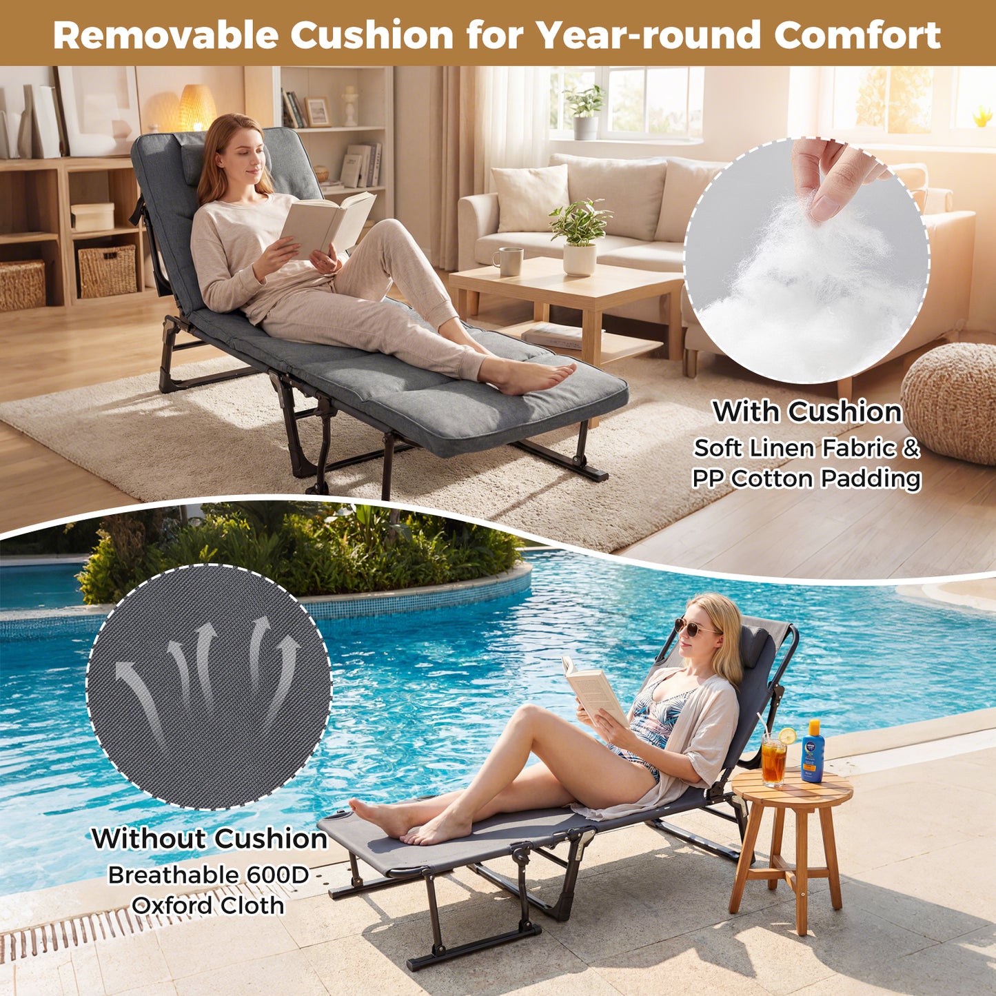 Folding Camping Cot With Mattress, 3 In 1 Convertible Sofa Sleeper, Gray Camping Furniture at Gallery Canada