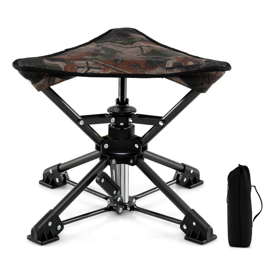 Folding Camping Stool 360° Swivel Hunting Chair with Anti-Sink Feet, Camouflage Camping Camouflage at Gallery Canada