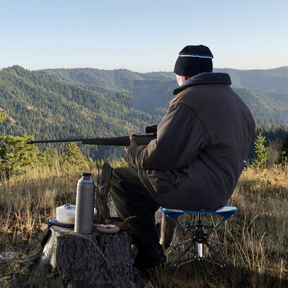 Folding Camping Stool 360° Swivel Hunting Chair with Anti-Sink Feet, Blue Camping at Gallery Canada