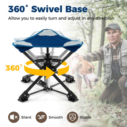 Folding Camping Stool 360° Swivel Hunting Chair with Anti-Sink Feet, Blue Camping at Gallery Canada