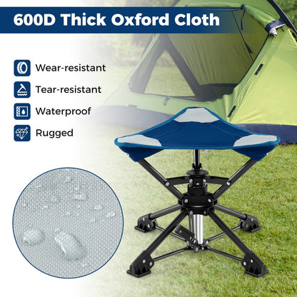 Folding Camping Stool 360° Swivel Hunting Chair with Anti-Sink Feet, Blue Camping at Gallery Canada