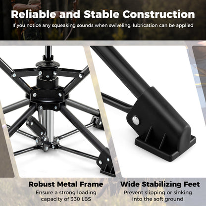 Folding Camping Stool 360° Swivel Hunting Chair with Anti-Sink Feet, Blue Camping at Gallery Canada