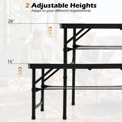 Folding Camping Table, Adjustable Height, With Storage Net Picnic Tables at Gallery Canada
