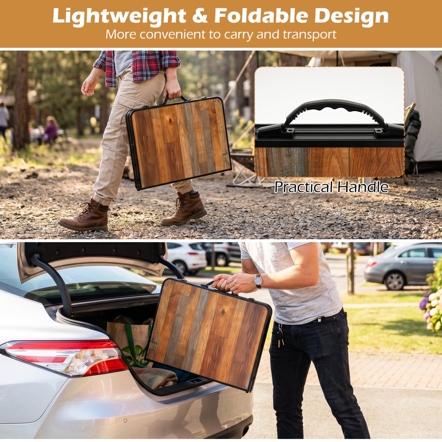 Folding Camping Table, Adjustable Height, With Storage Net Picnic Tables at Gallery Canada