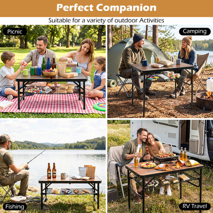 Folding Camping Table, Adjustable Height, With Storage Net Picnic Tables at Gallery Canada
