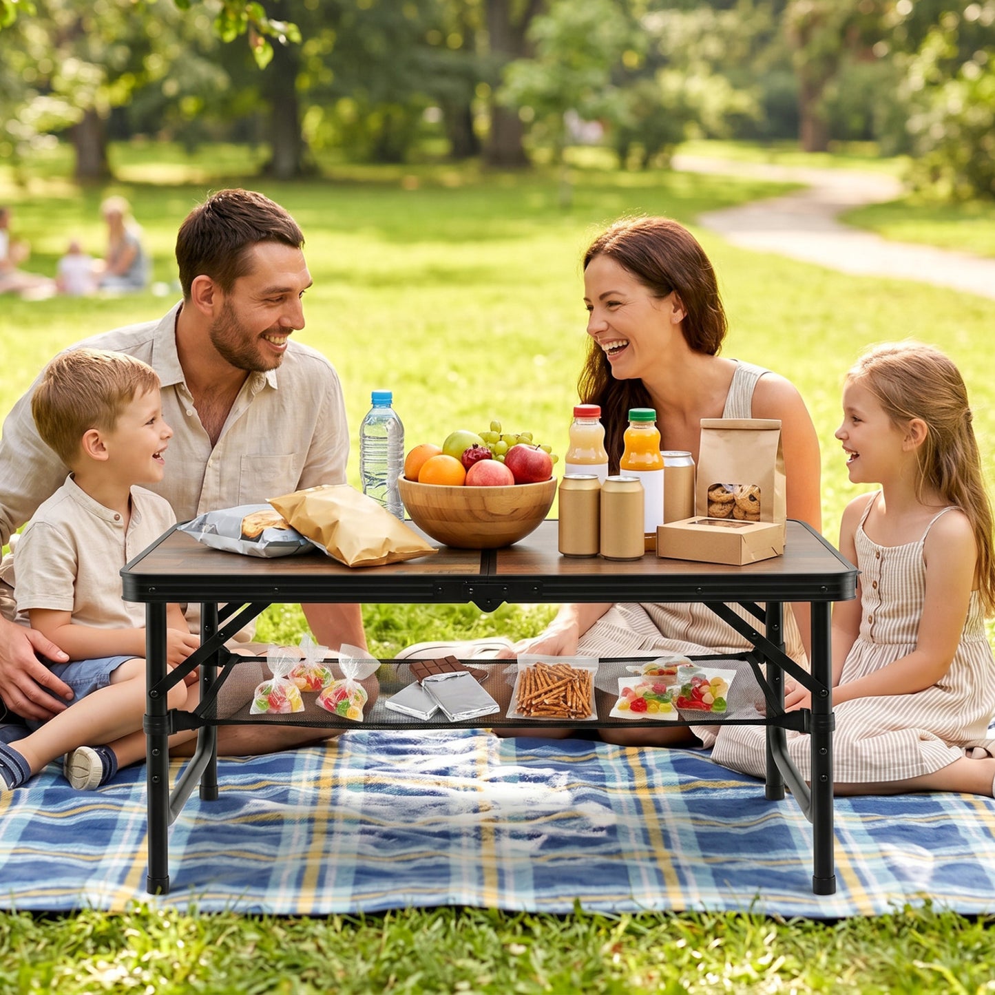 Folding Camping Table, Adjustable Height, With Storage Net Picnic Tables at Gallery Canada