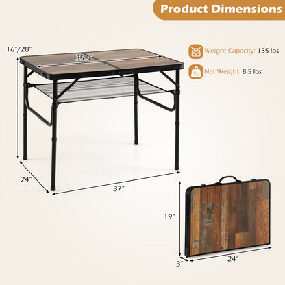Folding Camping Table, Adjustable Height, With Storage Net Picnic Tables at Gallery Canada