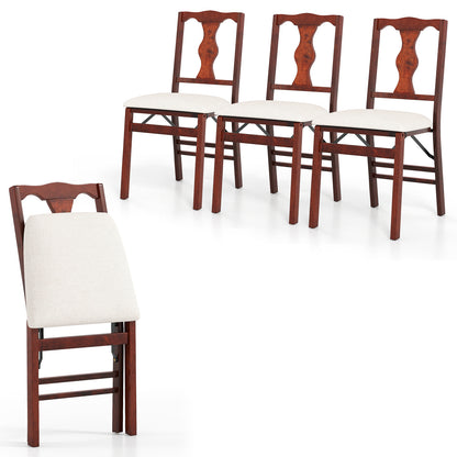 Folding Chairs Set of 4, Upholstered Dining Chairs, Padded Seats, Beige Dining Chairs at Gallery Canada