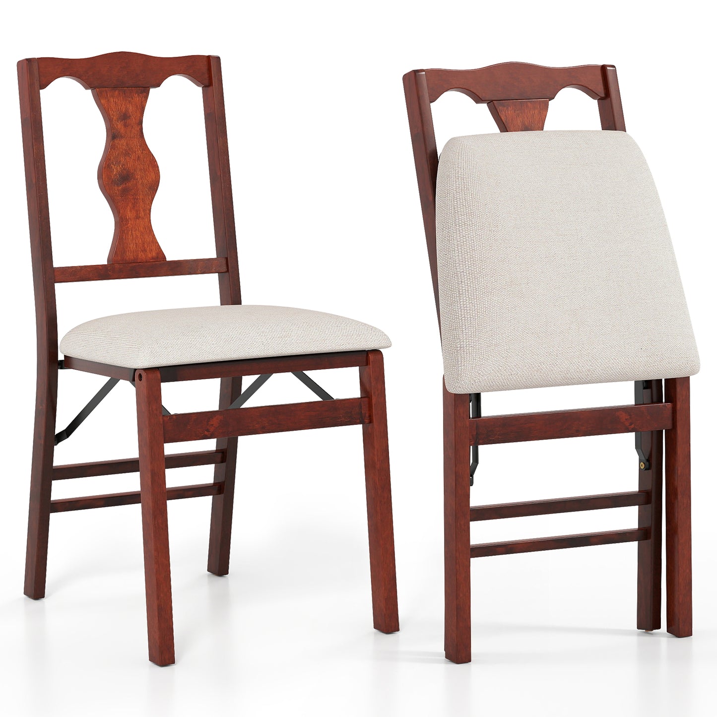 Upholstered Folding Chairs, Set of 2, Comfy Padded Seats, Beige Dining Chairs Beige at Gallery Canada