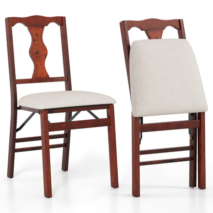 Upholstered Folding Chairs, Set of 2, Comfy Padded Seats, Beige Dining Chairs Beige at Gallery Canada