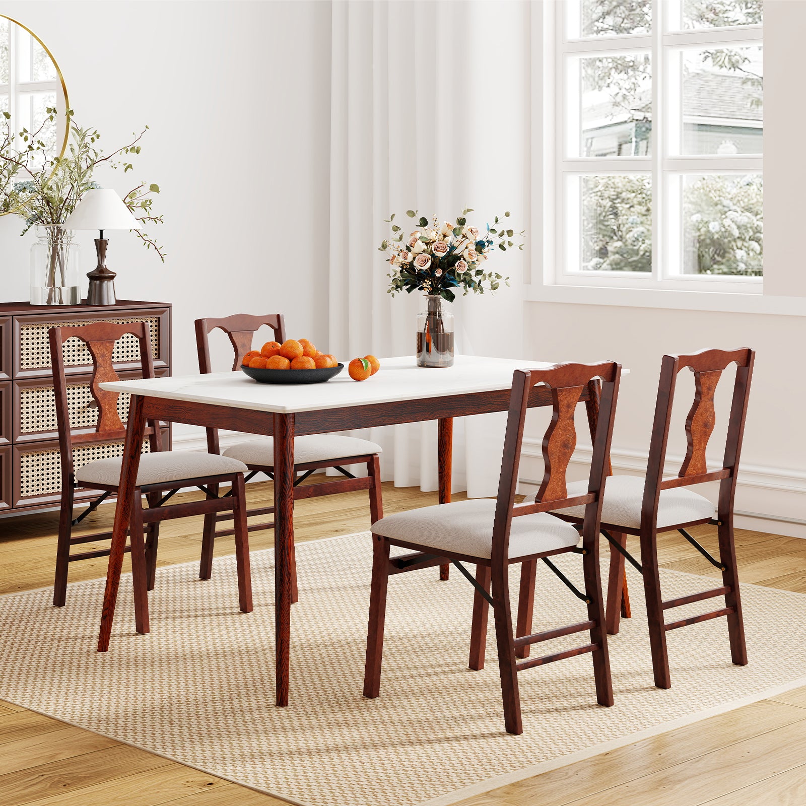 Upholstered Folding Chairs, Set of 2, Comfy Padded Seats, Beige Dining Chairs at Gallery Canada