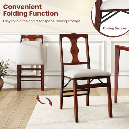 Upholstered Folding Chairs, Set of 2, Comfy Padded Seats, Beige Dining Chairs at Gallery Canada