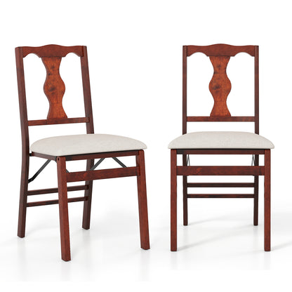 Upholstered Folding Chairs, Set of 2, Comfy Padded Seats, Beige Dining Chairs at Gallery Canada