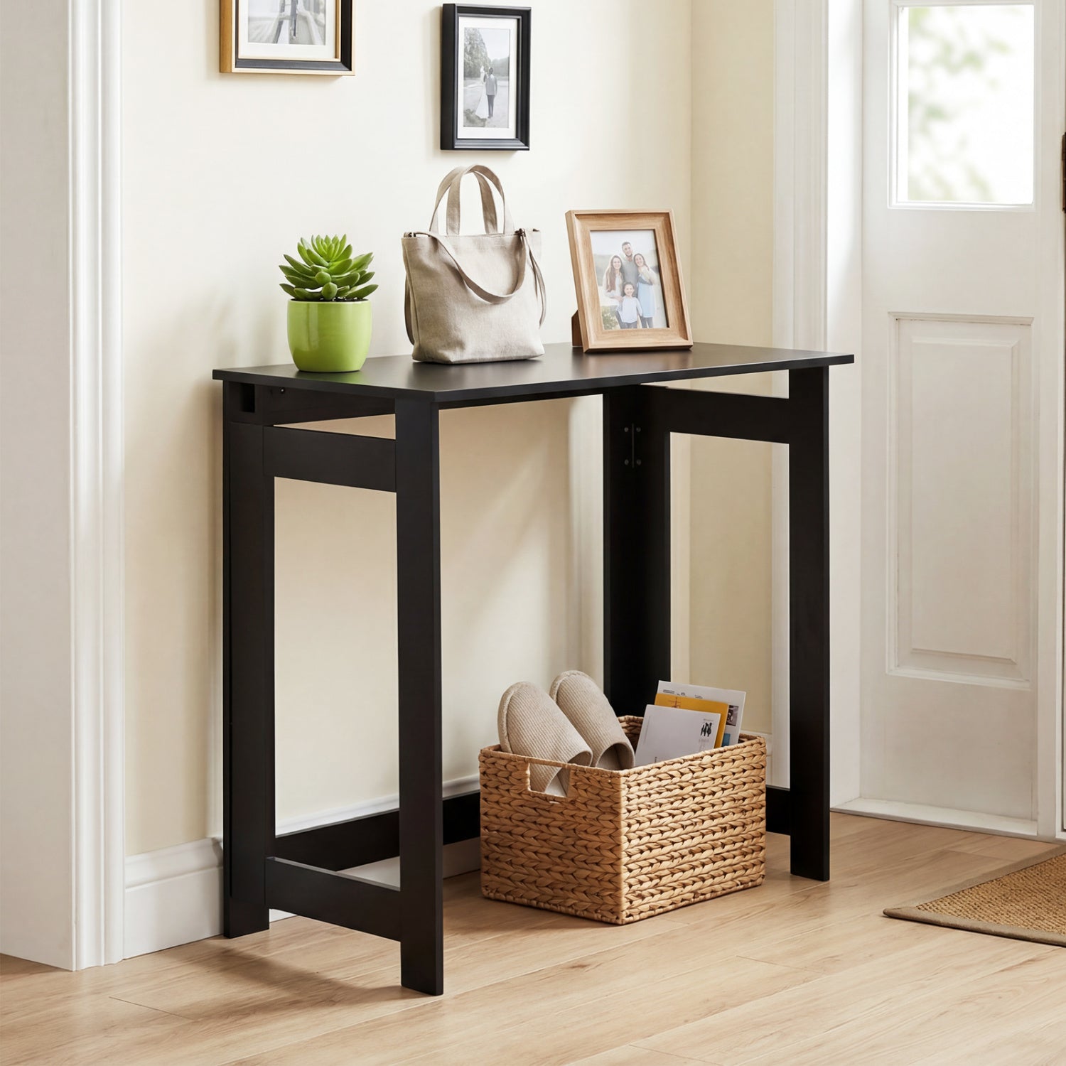 Folding Console Table with Foldable Legs, Black Console Tables at Gallery Canada