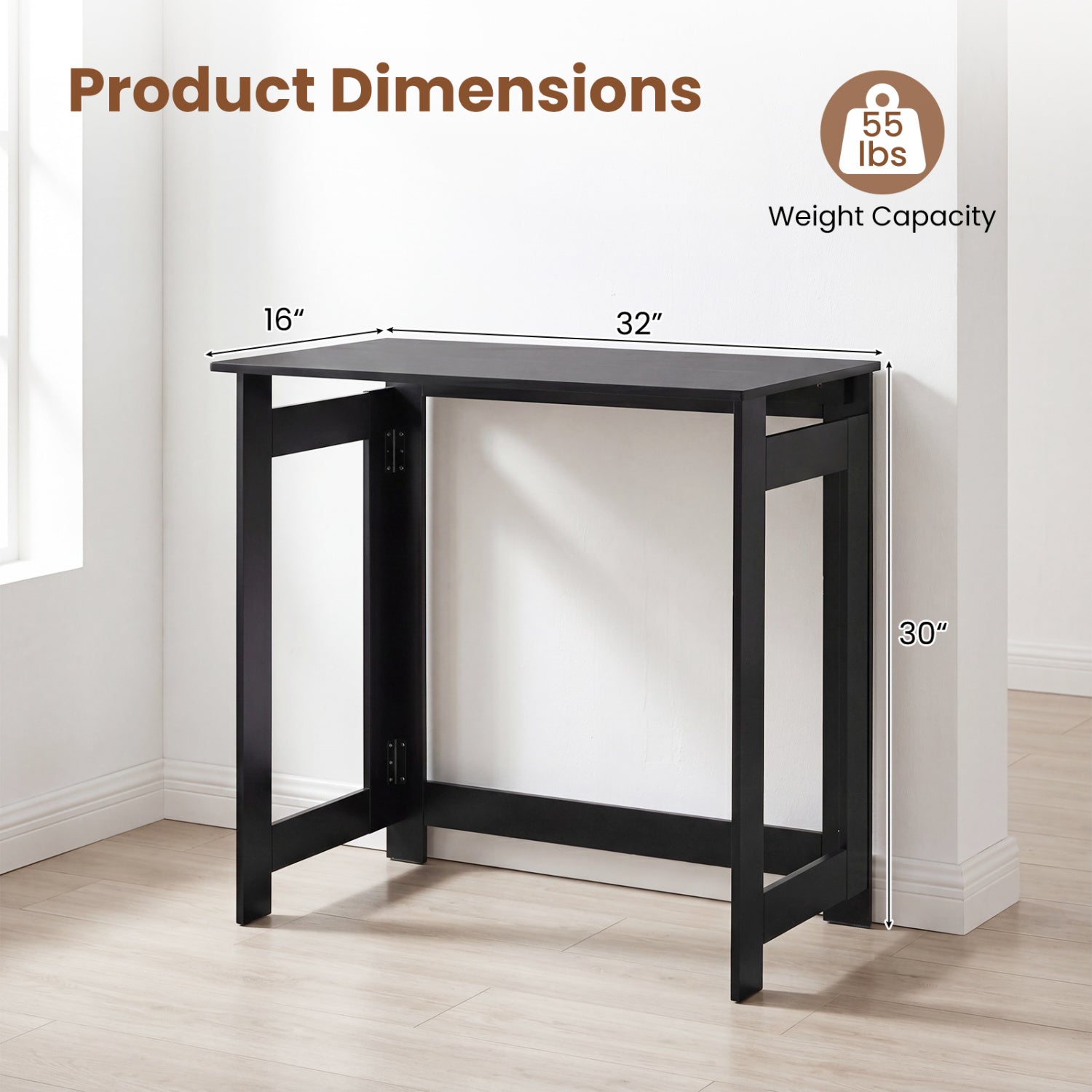 Folding Console Table with Foldable Legs, Black Console Tables at Gallery Canada