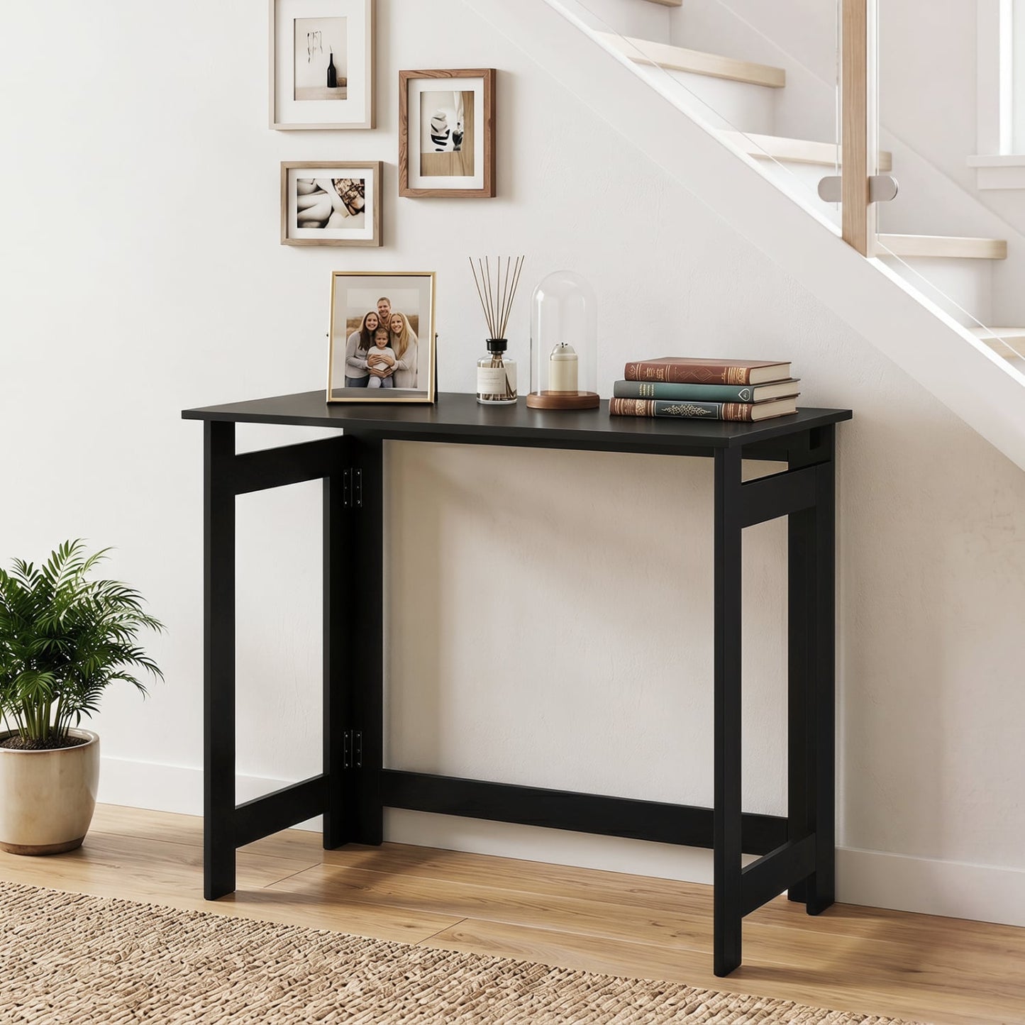 Folding Console Table with Foldable Legs, Black Console Tables at Gallery Canada