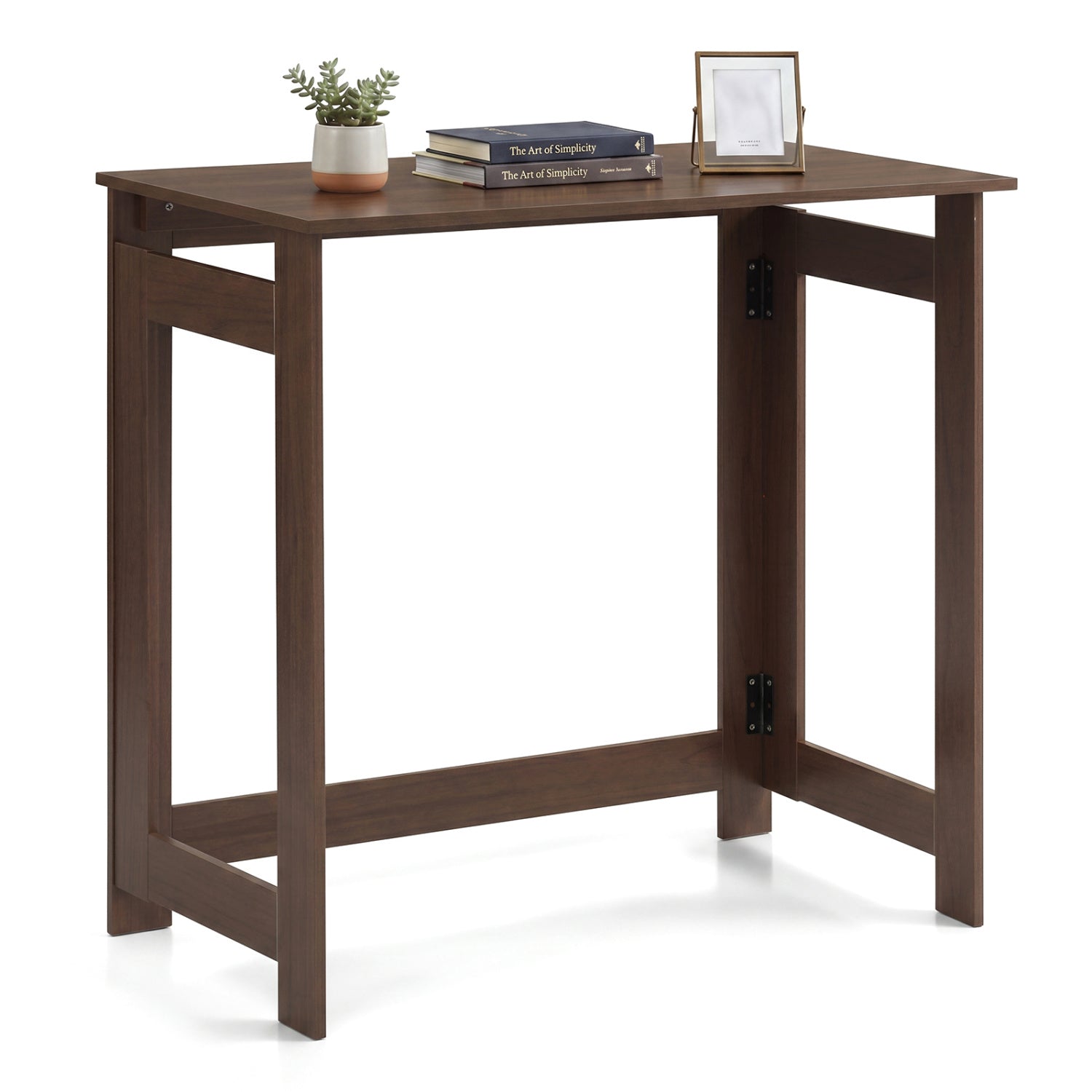 Folding Console Table with Foldable Legs, Brown Console Tables at Gallery Canada