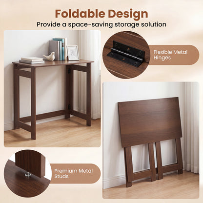 Folding Console Table with Foldable Legs, Brown Console Tables at Gallery Canada