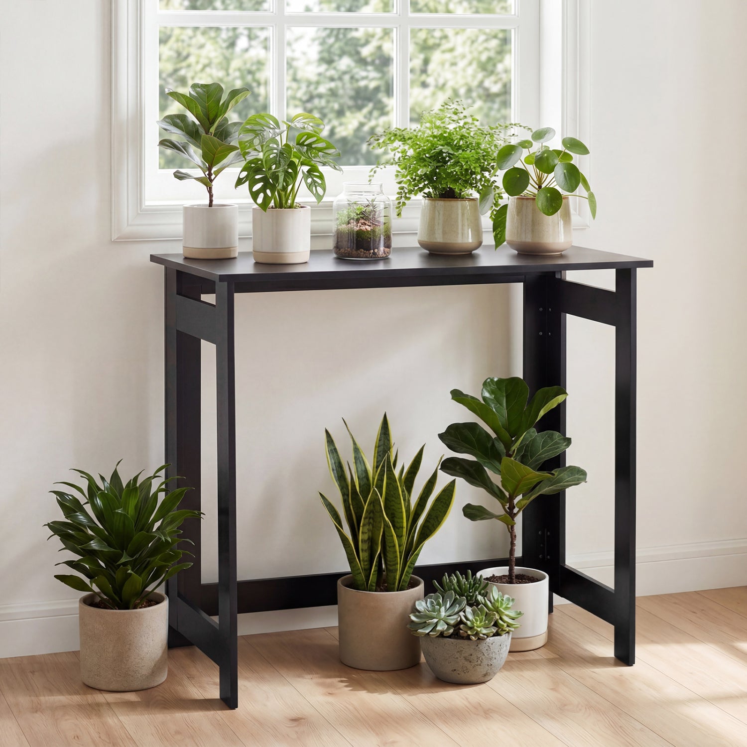 Folding Console Table with Foldable Legs, Black Console Tables at Gallery Canada