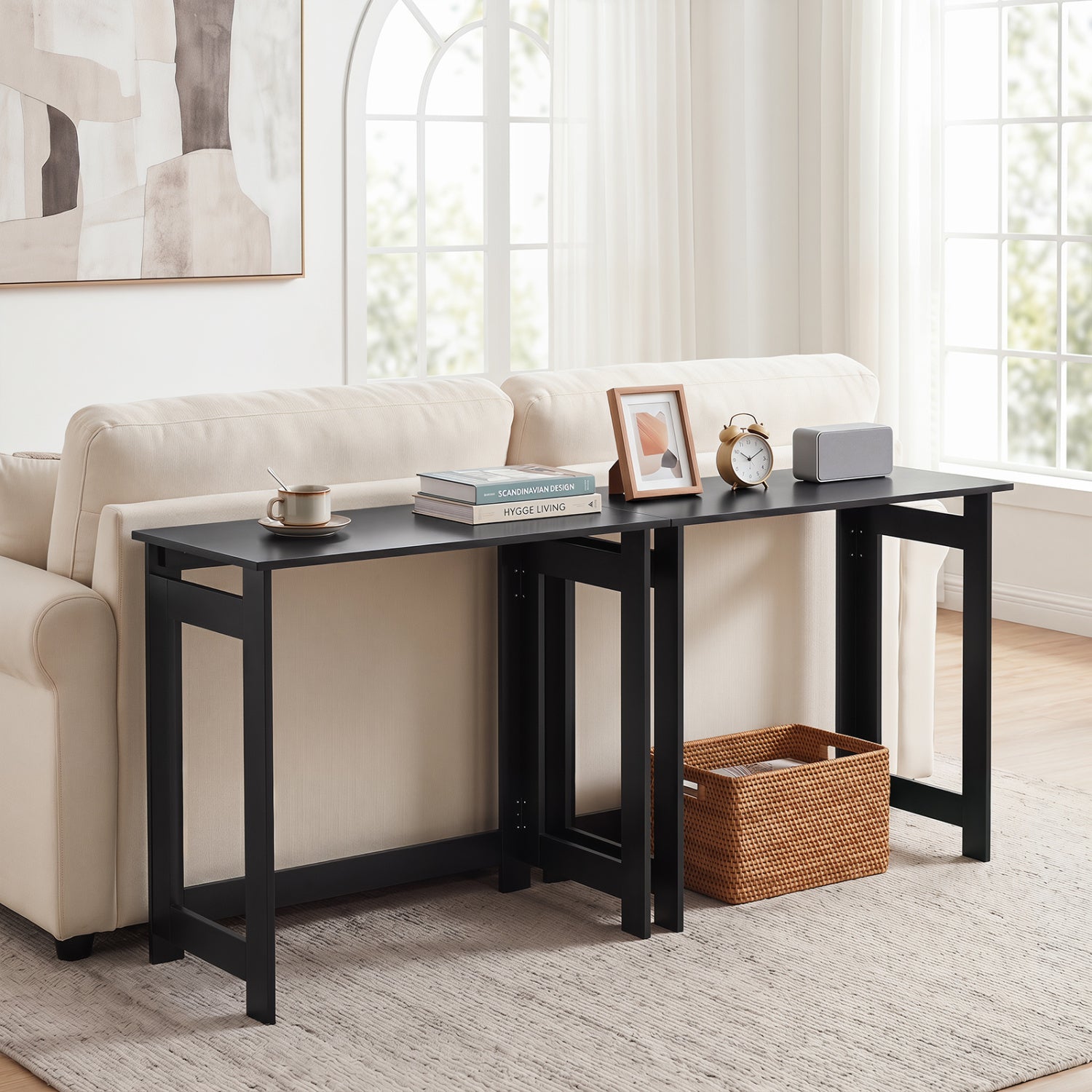 Folding Console Table with Foldable Legs, Black Console Tables at Gallery Canada