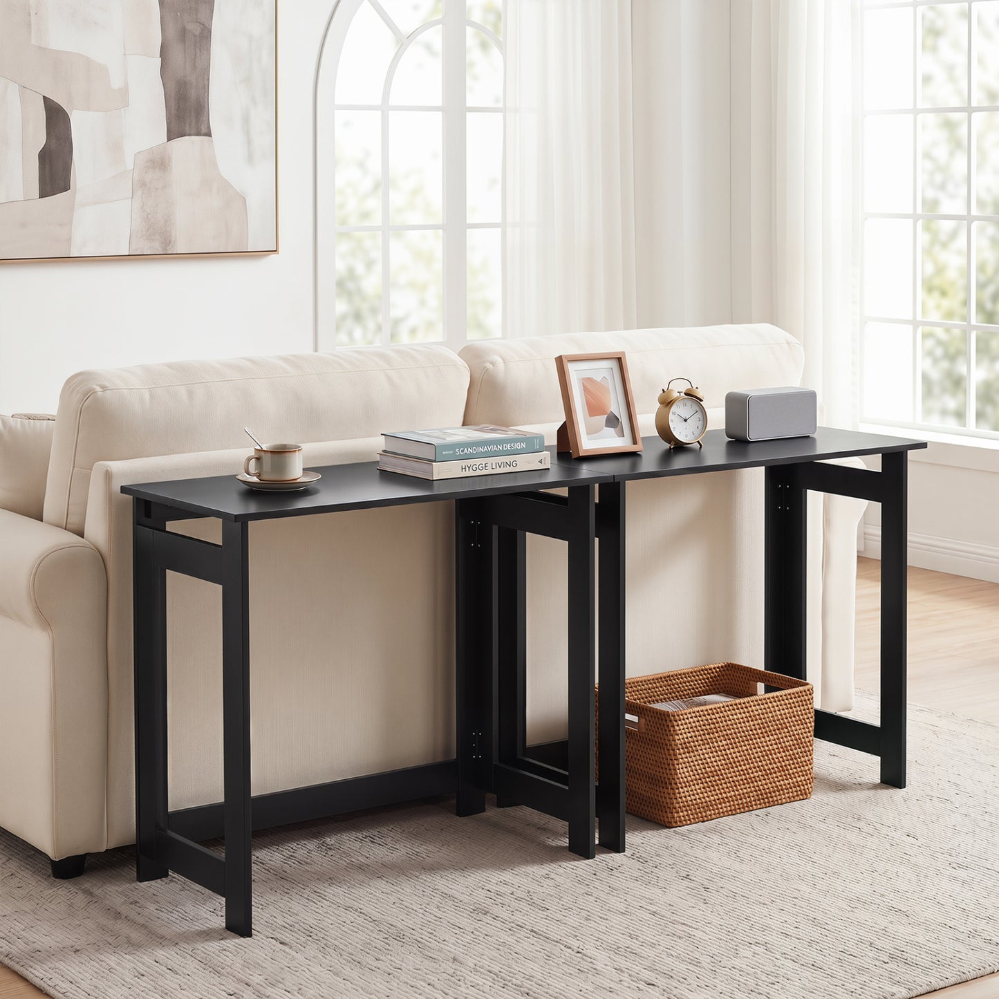 Folding Console Table with Foldable Legs, Black Console Tables at Gallery Canada