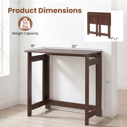 Folding Console Table with Foldable Legs, Brown Console Tables at Gallery Canada