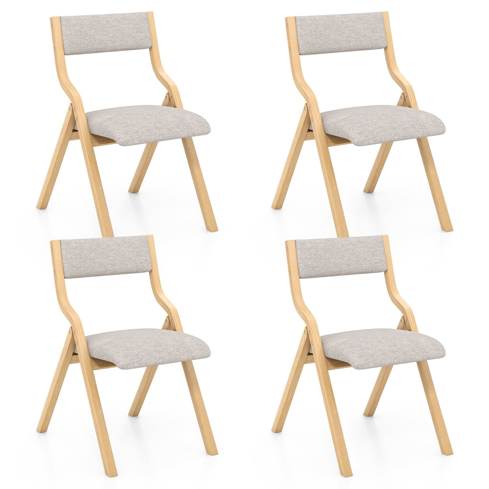 Folding Dining Chair Set of 4 Wooden Upholstered Dining Chairs with Solid Wood Frame Dining Chairs Options at Gallery Canada