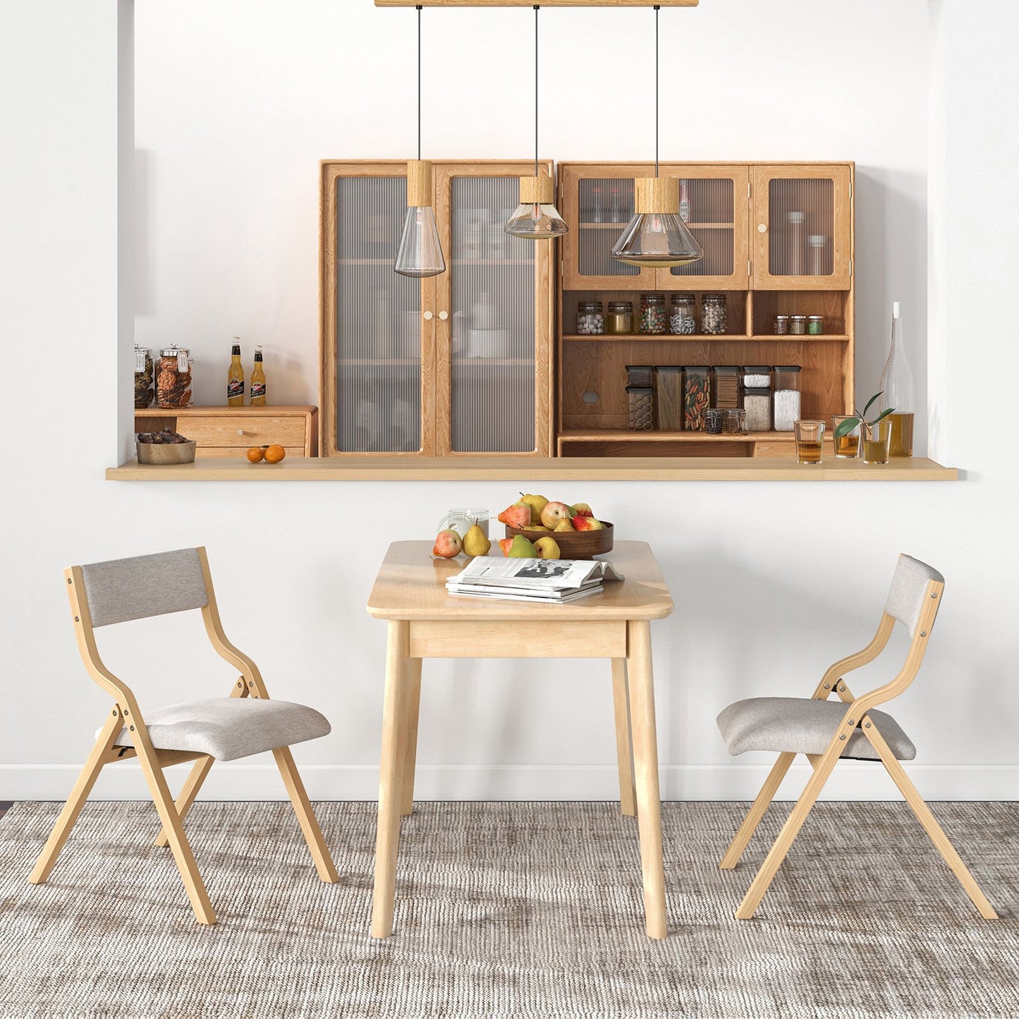 Folding Dining Chair Set of 4 Wooden Upholstered Dining Chairs with Solid Wood Frame Dining Chairs at Gallery Canada