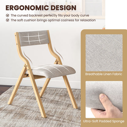 Folding Dining Chair Set of 4 Wooden Upholstered Dining Chairs with Solid Wood Frame Dining Chairs at Gallery Canada