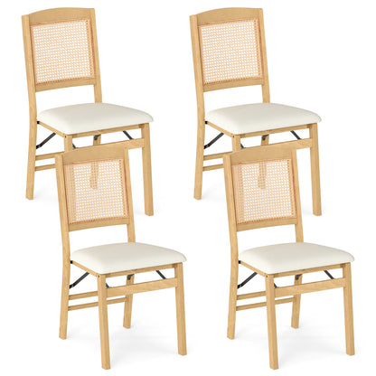 Folding Dining Chairs Set of 4, Rubber Wood, Linen Padded Seat, Natural Dining Chairs at Gallery Canada