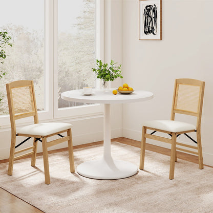 Folding Dining Chairs Set of 4 Rubber Wood Chairs with Linen Padded Seat, Natural Dining Chairs at Gallery Canada