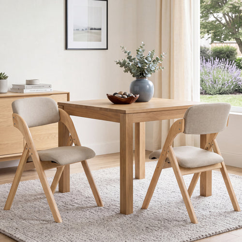 Folding Dining Chairs Set of 2, Beige