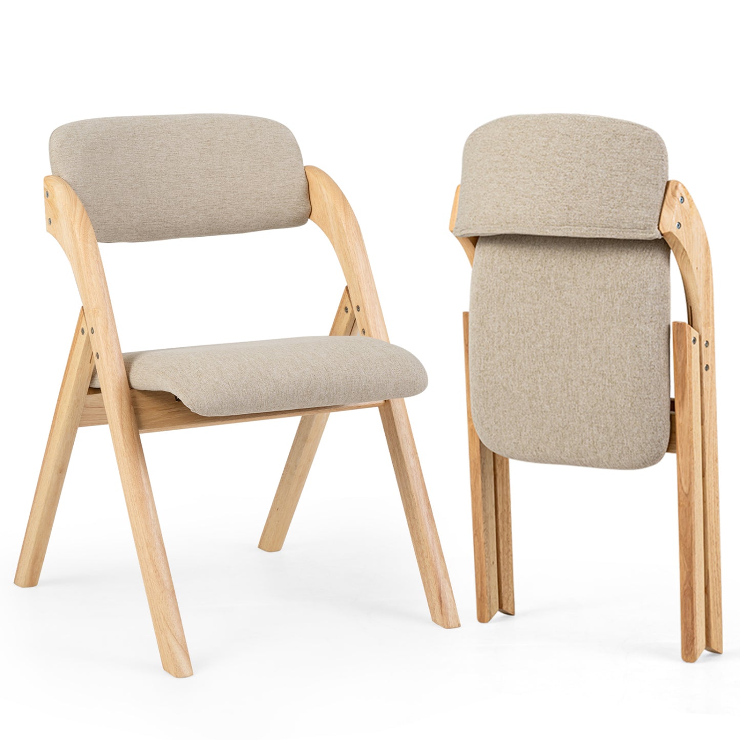 Ensemble de 2 chaises de salle à manger pliantes, Beige