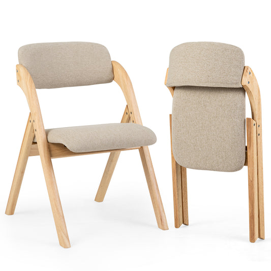 Folding Dining Chairs Set of 2, Beige Dining Chairs Beige at Gallery Canada