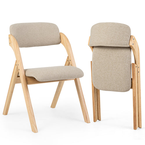 Folding Dining Chairs Set of 2, Beige