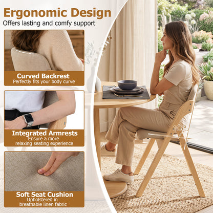Ensemble de 2 chaises de salle à manger pliantes, Beige