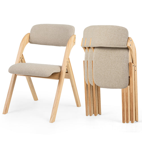Folding Dining Chairs Set of 4, Beige