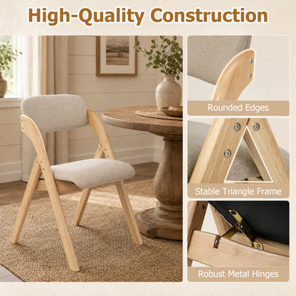 Folding Dining Chairs Set of 4, Beige