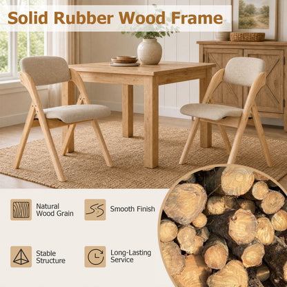 Folding Dining Chairs Set of 4, Beige