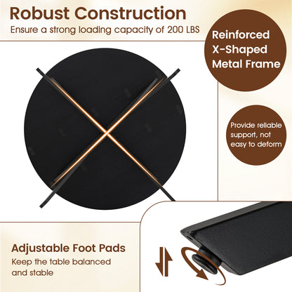 Folding Dining Table 47 Inch Extendable Round Kitchen Table with Drop Leaves, Black Dining Tables at Gallery Canada