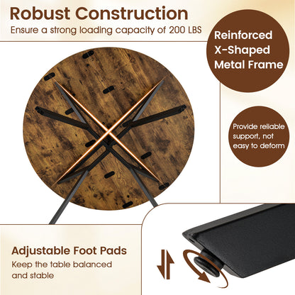 Folding Dining Table 47 Inch Extendable Round Kitchen Table with Drop Leaves, Rustic Brown Dining Tables at Gallery Canada