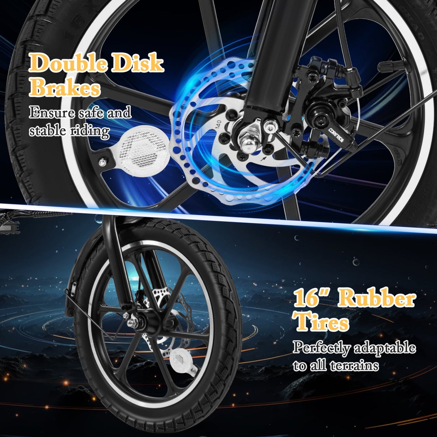 Folding Electric Bicycle, 500W Brushless Motor, Dual Disk Brakes Exercise Machines at Gallery Canada
