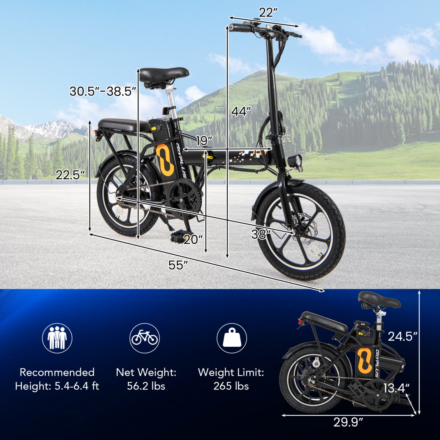 Folding Electric Bicycle, 500W Brushless Motor, Dual Disk Brakes Exercise Machines at Gallery Canada