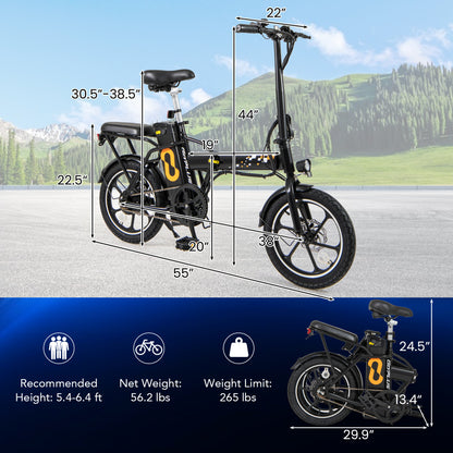 Folding Electric Bicycle, 500W Brushless Motor, Dual Disk Brakes Exercise Machines at Gallery Canada
